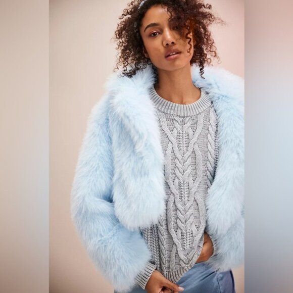 Free People Paris Cropped Faux Fur Jacket Size XS - Picture 1 of 16